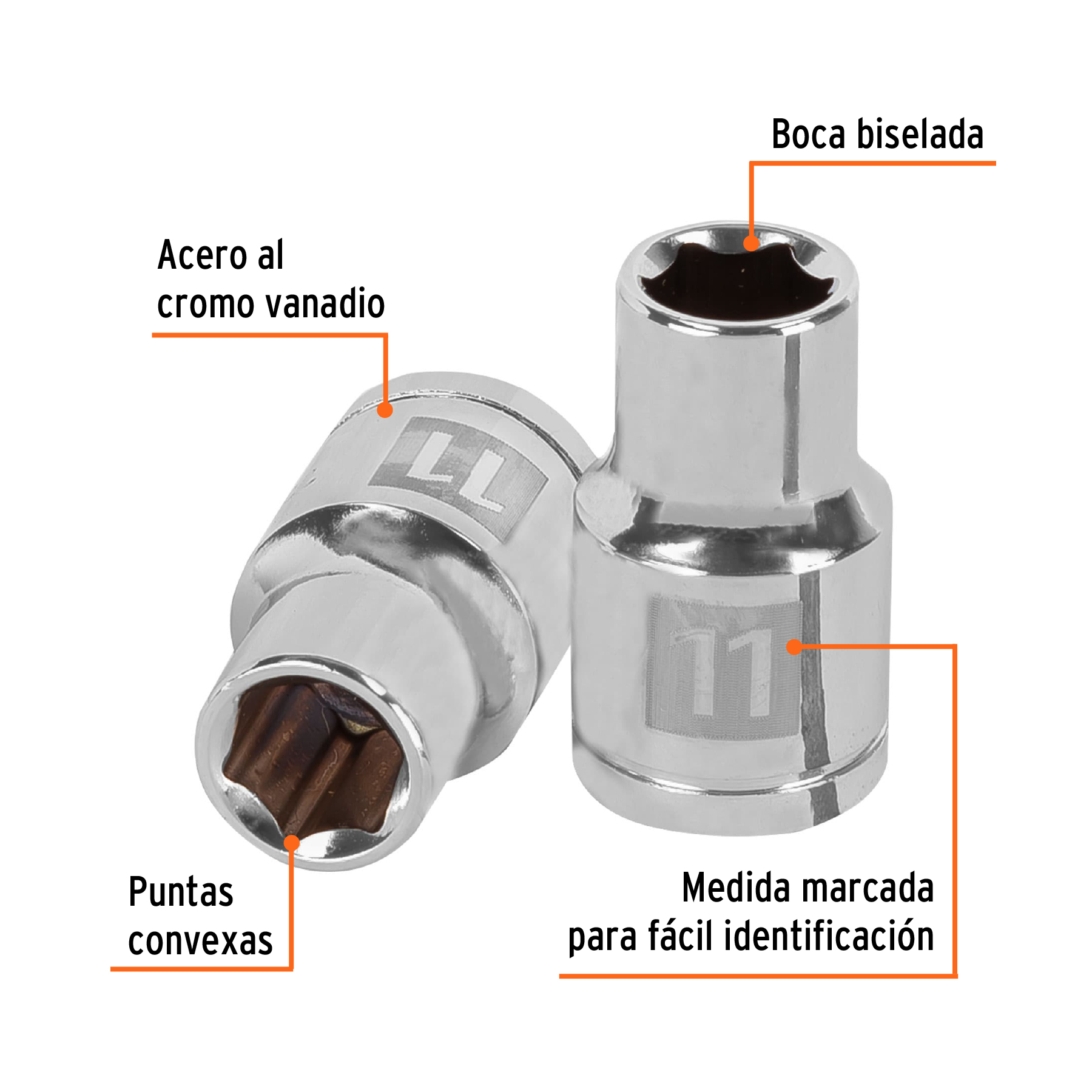 Dado de 11 mm, 6 puntas, cuadro 1/2', TRUPER - Imagen 2