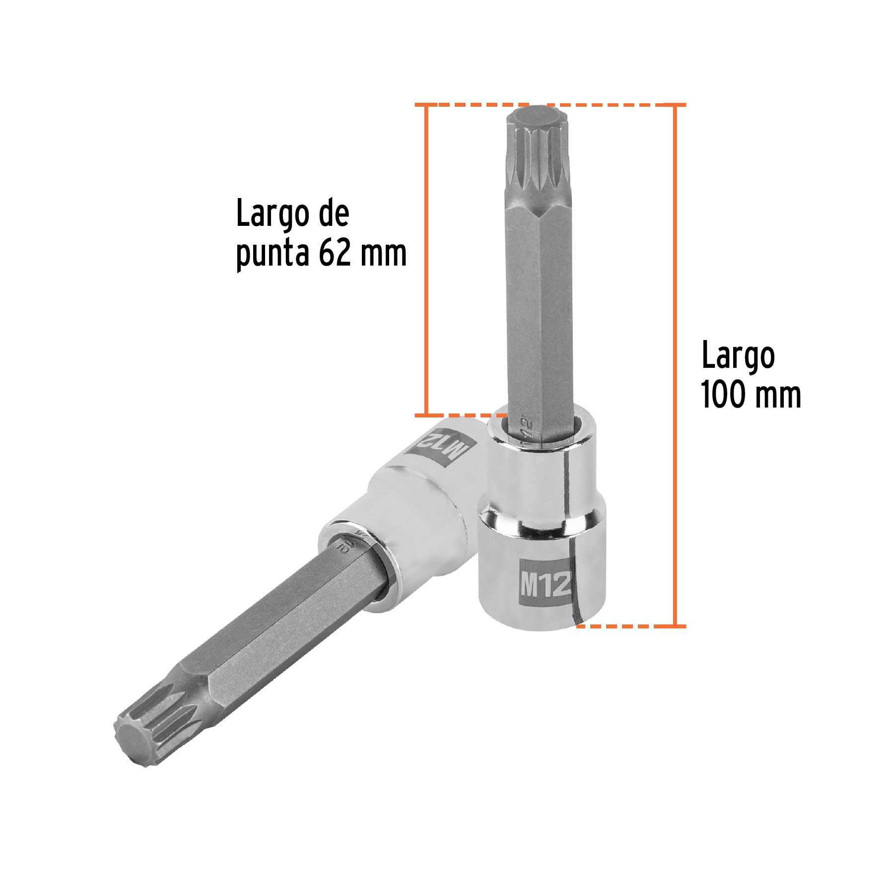 Dado punta larga bristol M12, cuadro 1/2', TRUPER - Imagen 3