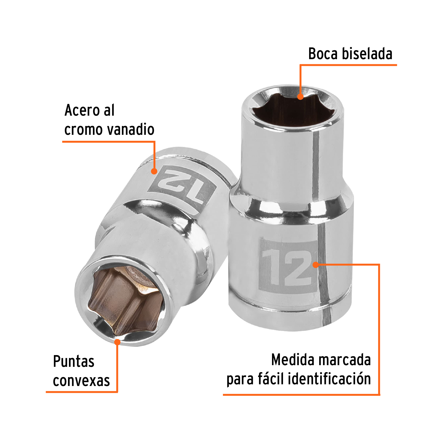 Dado de 12 mm, 6 puntas, cuadro 1/2', TRUPER - Imagen 2