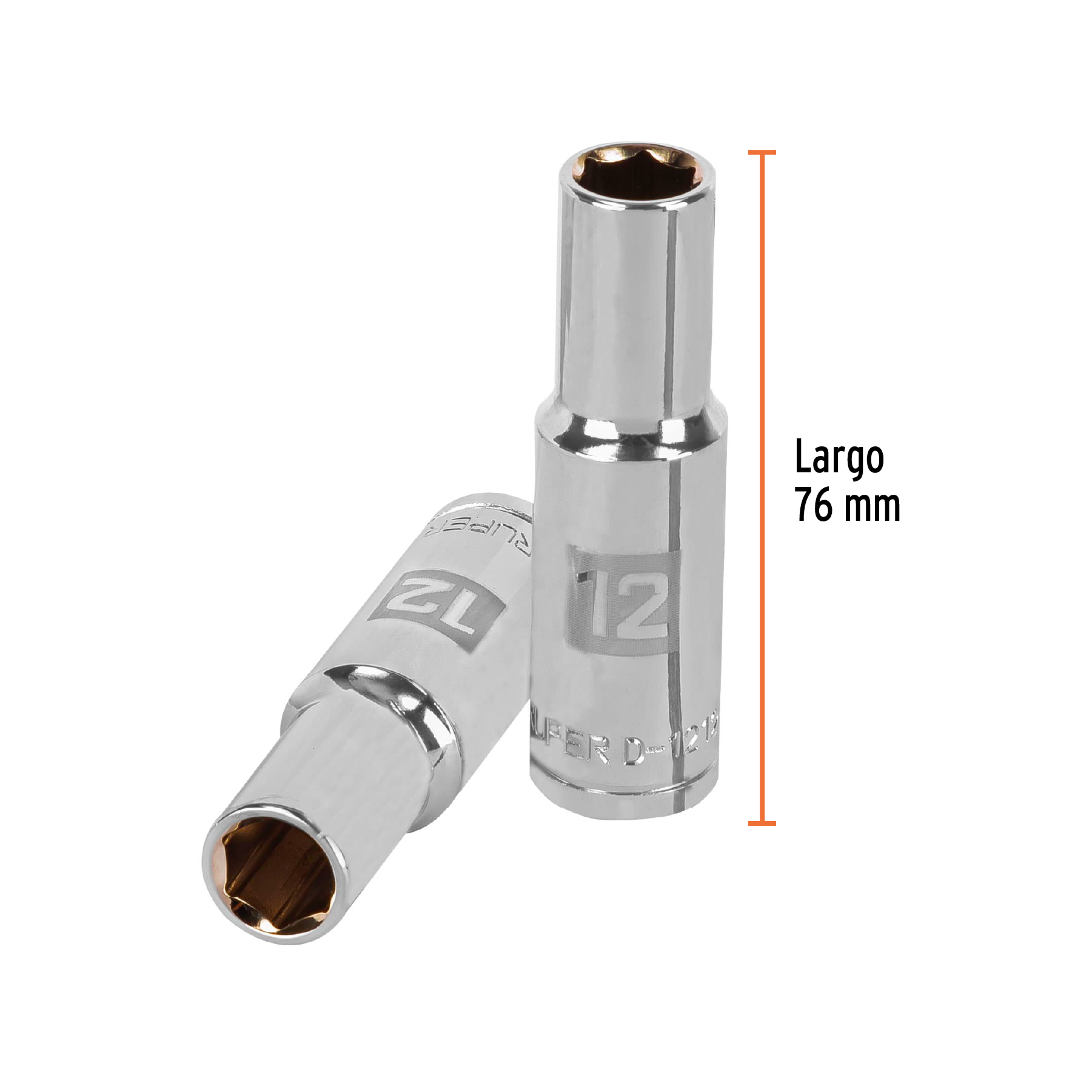 Dado largo de 12 mm, 6 puntas, cuadro 1/2', TRUPER - Imagen 3