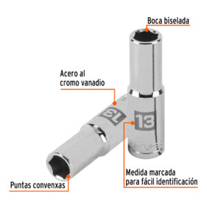 Alternative view of Dado largo de 13 mm, 6 puntas, cuadro 1/2', TRUPER
