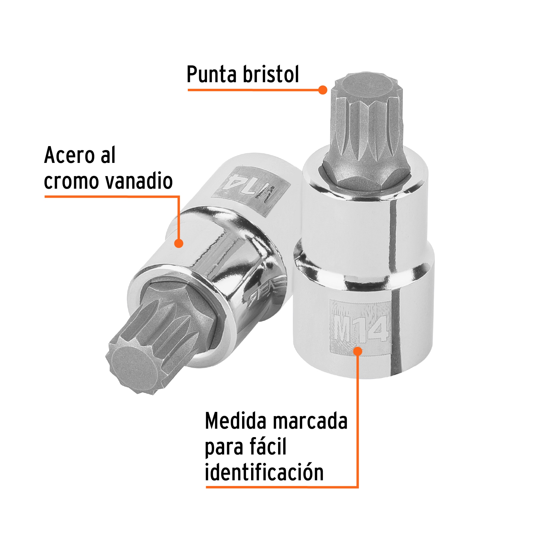 Dado punta corta bristol M14, cuadro 1/2', TRUPER - Imagen 2