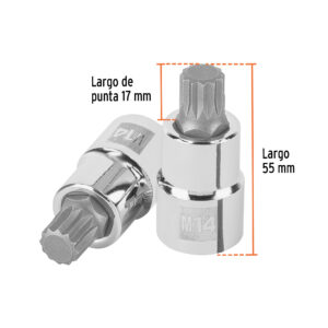 Dado punta corta bristol M14, cuadro 1/2', TRUPER - Imagen 3