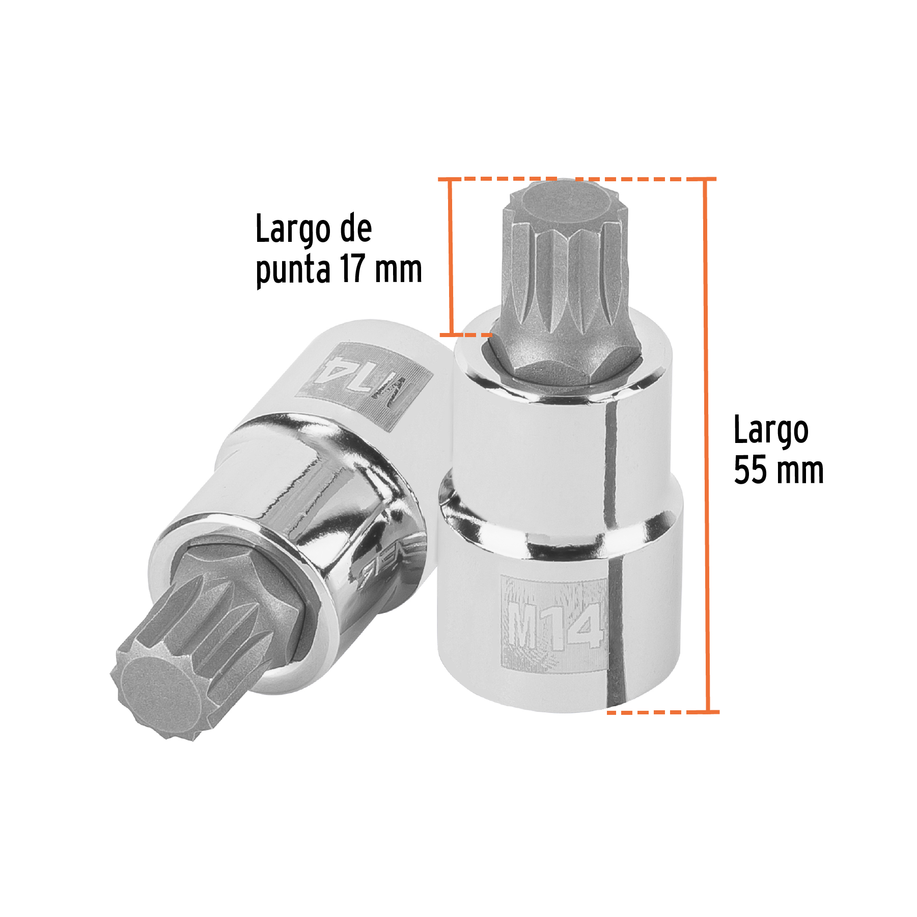 Dado punta corta bristol M14, cuadro 1/2', TRUPER - Imagen 3