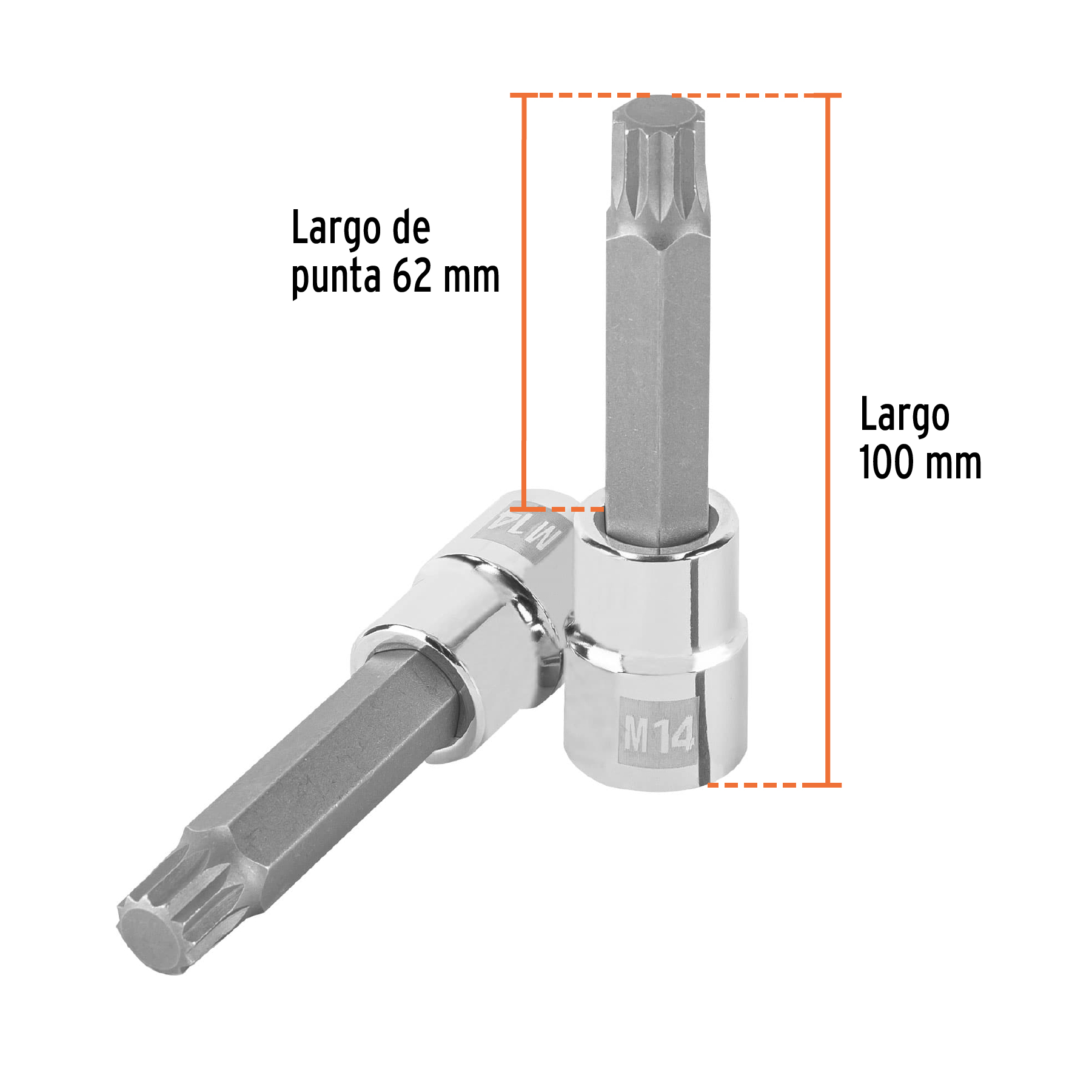Dado punta larga bristol M14, cuadro 1/2', TRUPER - Imagen 3