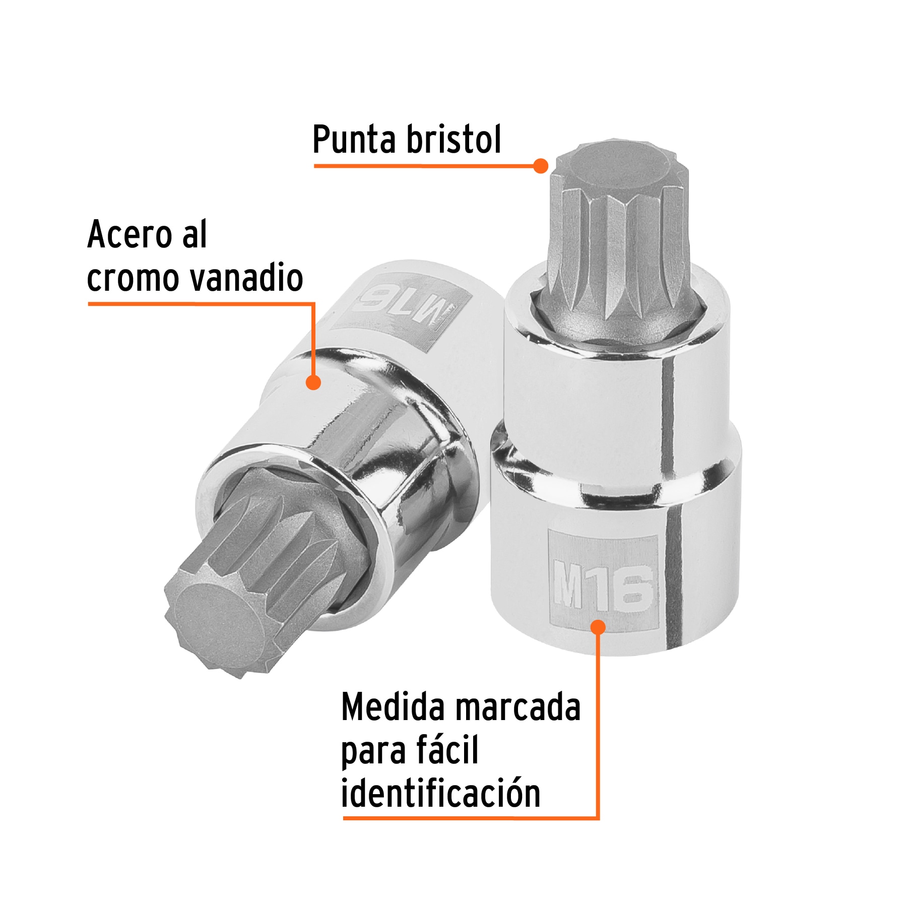 Dado punta corta bristol M16, cuadro 1/2', TRUPER - Imagen 2