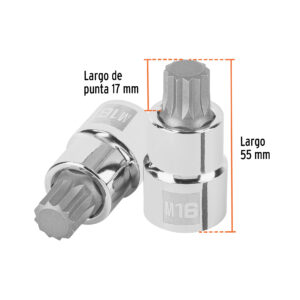Dado punta corta bristol M16, cuadro 1/2', TRUPER - Imagen 3
