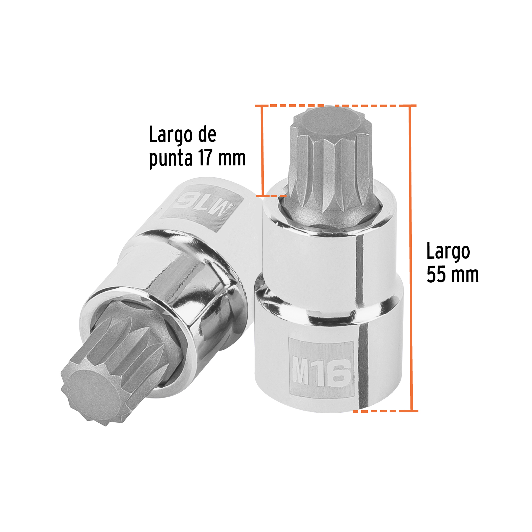 Dado punta corta bristol M16, cuadro 1/2', TRUPER - Imagen 3