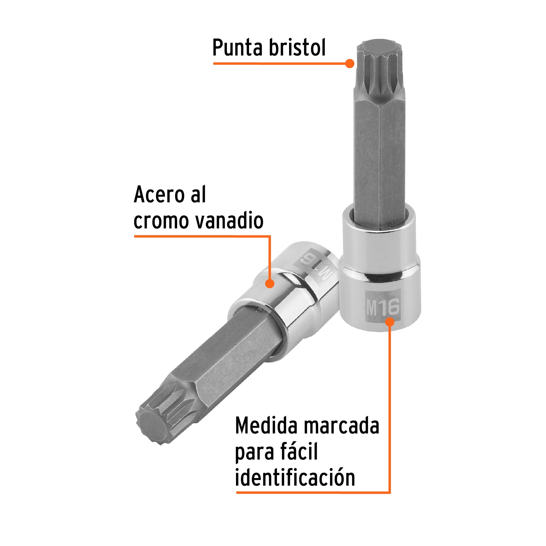 Dado punta larga bristol M16, cuadro 1/2', TRUPER - Imagen 2
