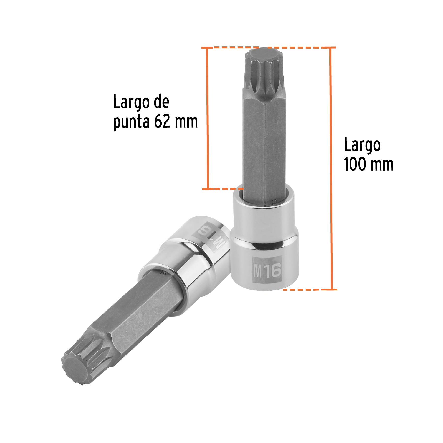 Dado punta larga bristol M16, cuadro 1/2', TRUPER - Imagen 3