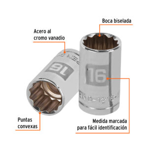 Alternative view of Dado de 16 mm, 12 puntas, cuadro 1/2', TRUPER
