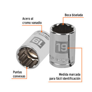 Alternative view of Dado de 19 mm, 12 puntas, cuadro 1/2', TRUPER