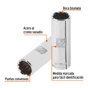 Alternative view of Dado largo de 3/4', 12 puntas, cuadro 1/2', TRUPER