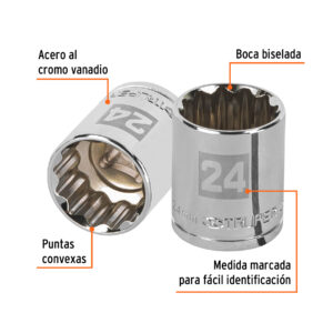 Alternative view of Dado de 24 mm, 12 puntas, cuadro 1/2', TRUPER