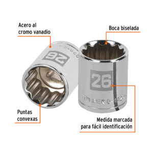Alternative view of Dado de 26 mm, 12 puntas, cuadro 1/2', TRUPER