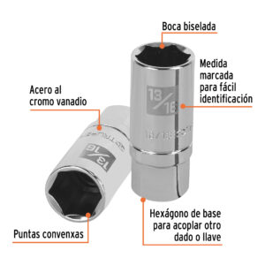 Dado largo para bujía de 13/16', 6 puntas, cuadro 1/2' - Imagen 3