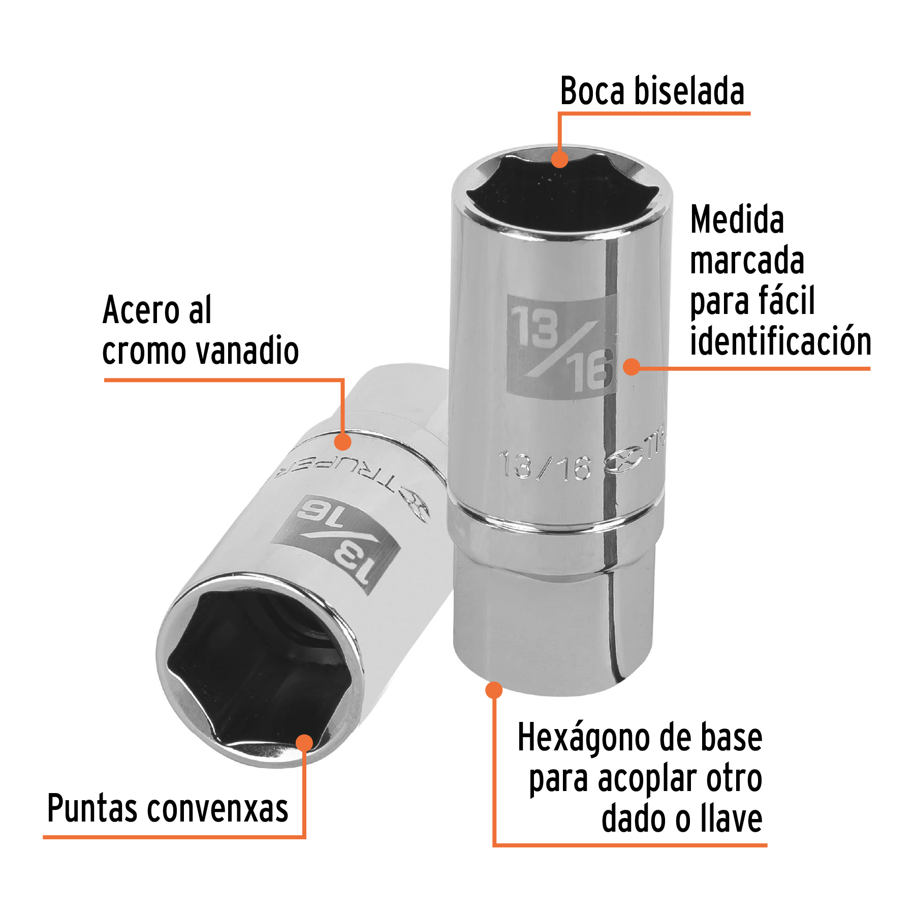 Dado largo para bujía de 13/16', 6 puntas, cuadro 1/2' - Imagen 3