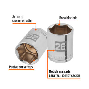 Alternative view of Dado de 26 mm, 6 puntas, cuadro 1/2', TRUPER