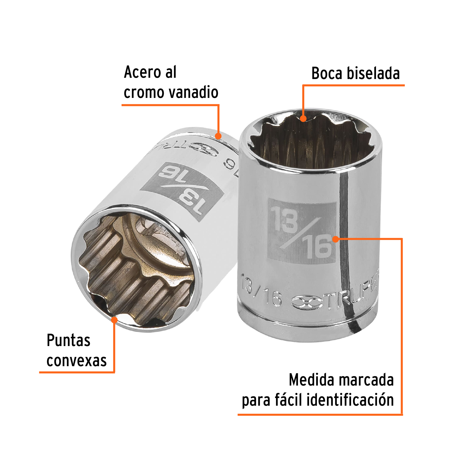 Dado de 13/16', 12 puntas, cuadro 1/2', TRUPER - Imagen 2