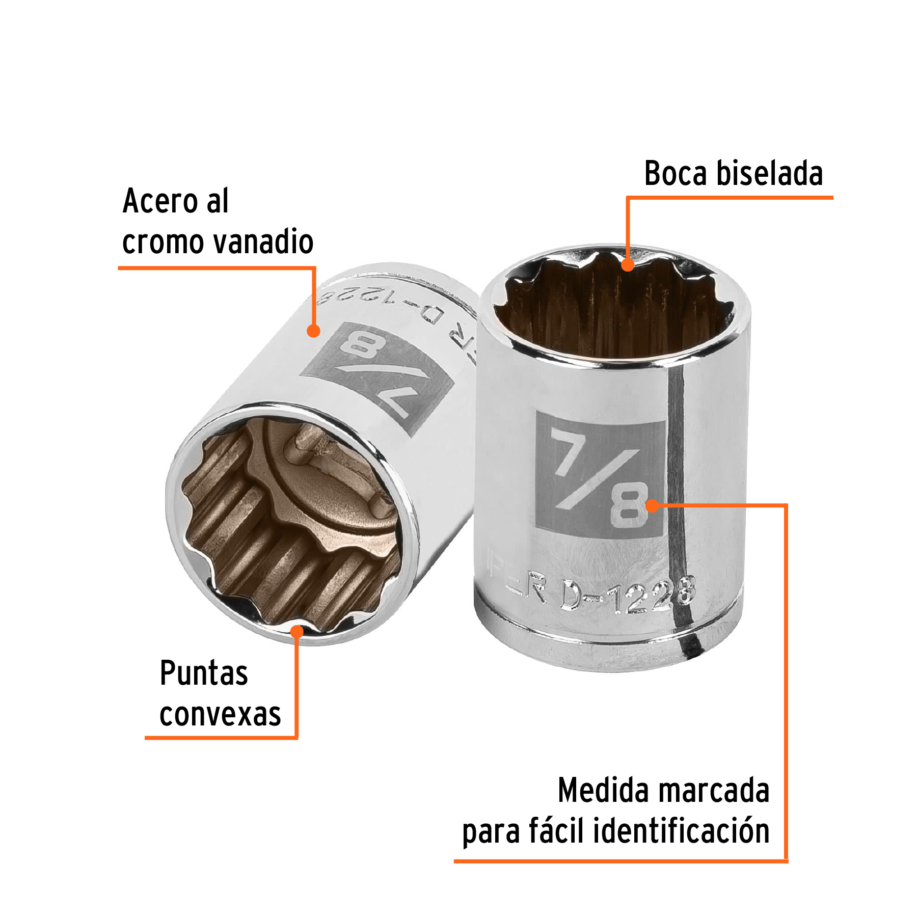 Dado de 7/8', 12 puntas, cuadro 1/2', TRUPER - Imagen 2