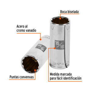 Alternative view of Dado largo de 15/16', 12 puntas, cuadro 1/2', TRUPER