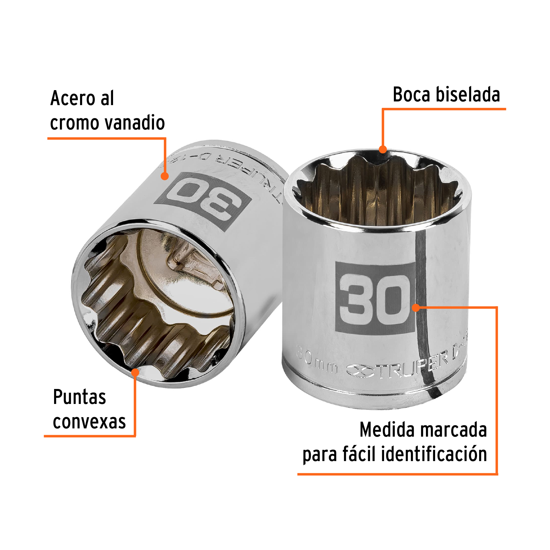 Dado de 30 mm, 12 puntas, cuadro 1/2', TRUPER - Imagen 2