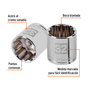 Alternative view of Dado de 32 mm, 12 puntas, cuadro 1/2', TRUPER