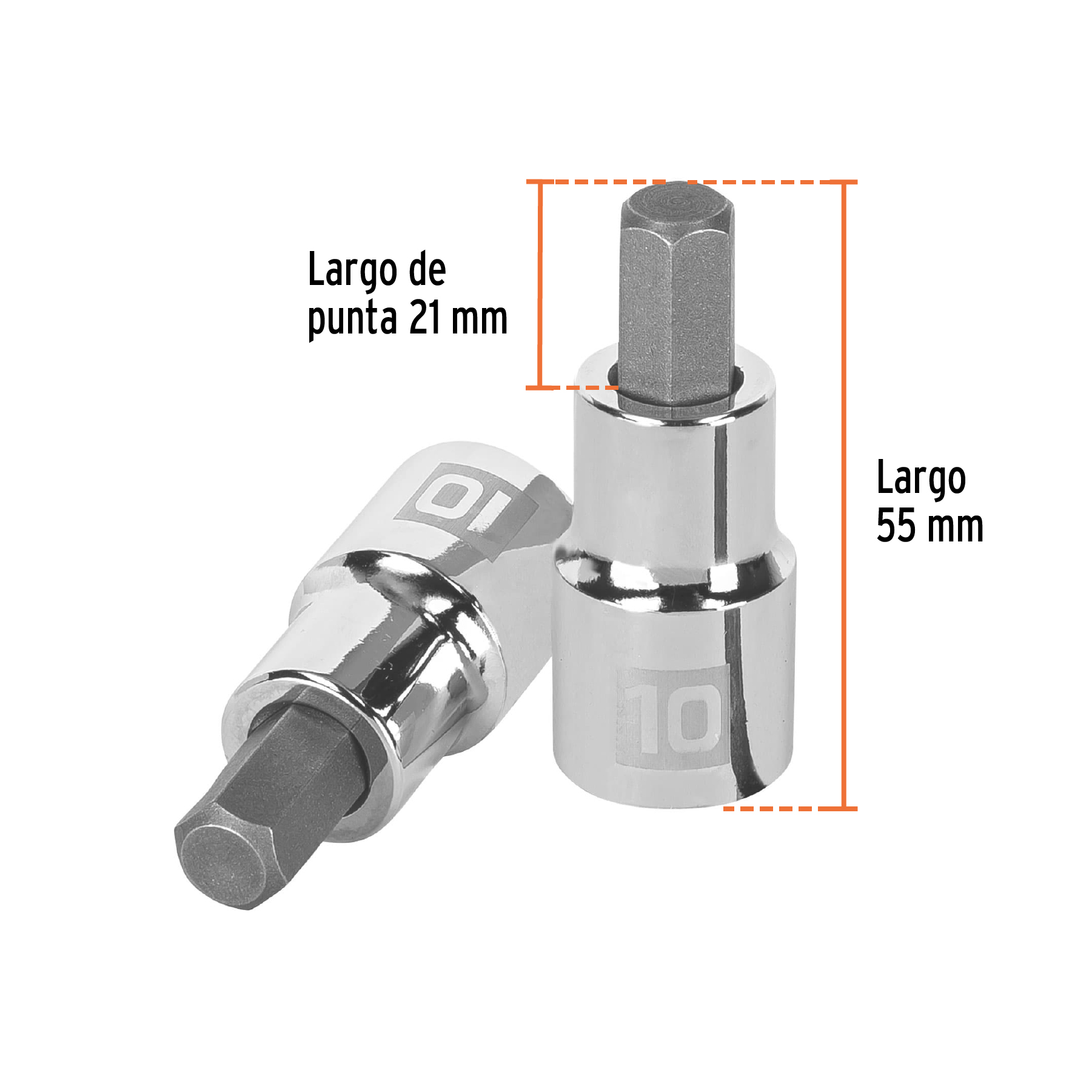 Dado punta hexagonal de 10 mm, cuadro 1/2', TRUPER - Imagen 3