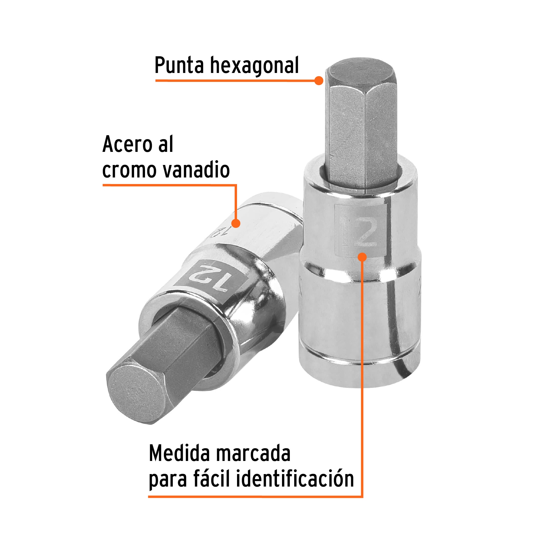 Dado punta hexagonal de 12 mm, cuadro 1/2', TRUPER - Imagen 2