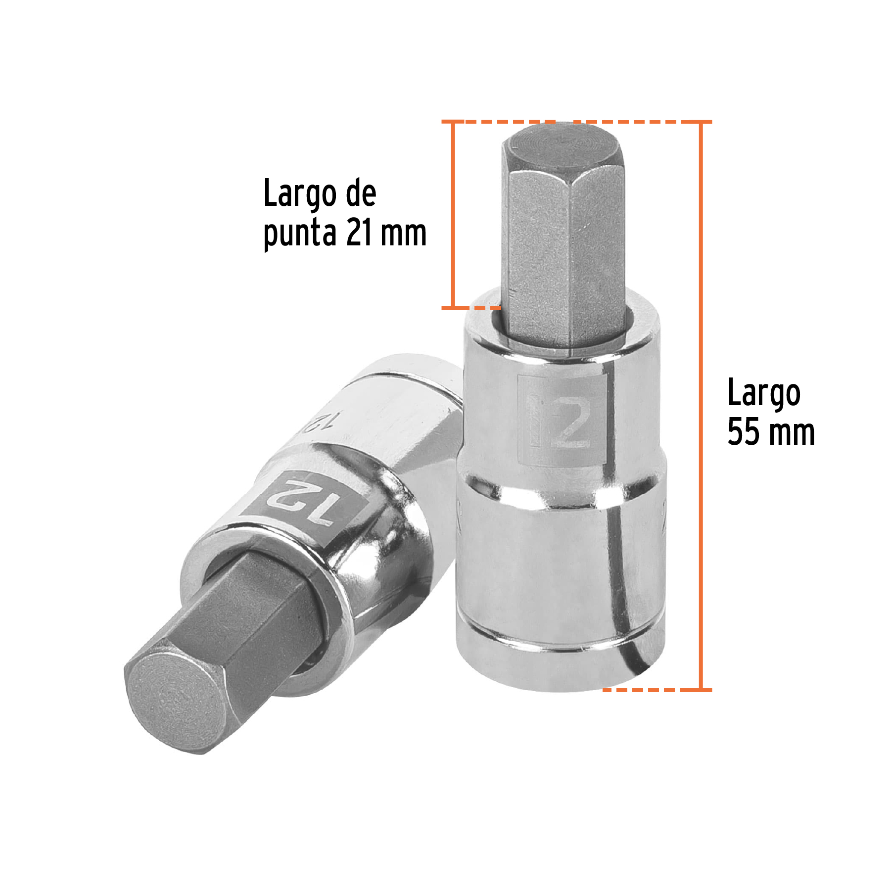 Dado punta hexagonal de 12 mm, cuadro 1/2', TRUPER - Imagen 3