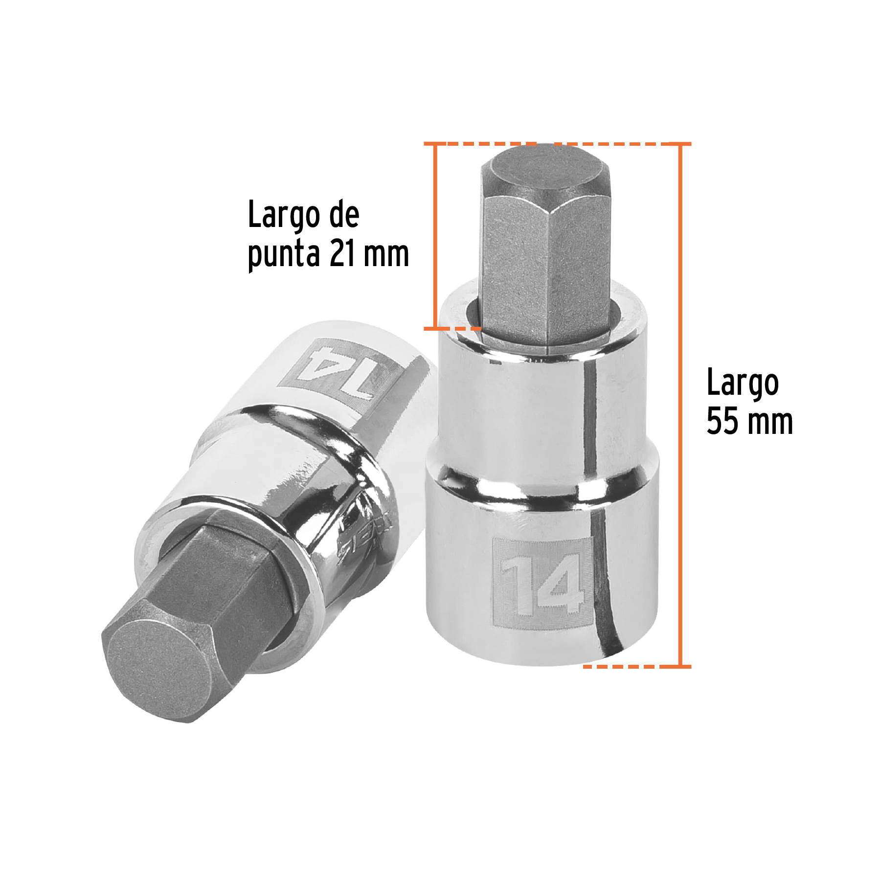 Dado punta hexagonal de 14 mm, cuadro 1/2', TRUPER - Imagen 3
