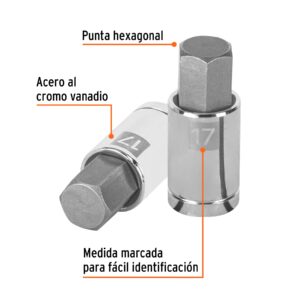 Alternative view of Dado punta hexagonal de 17 mm, cuadro 1/2', TRUPER