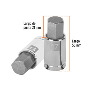 Dado punta hexagonal de 17 mm, cuadro 1/2', TRUPER - Imagen 3