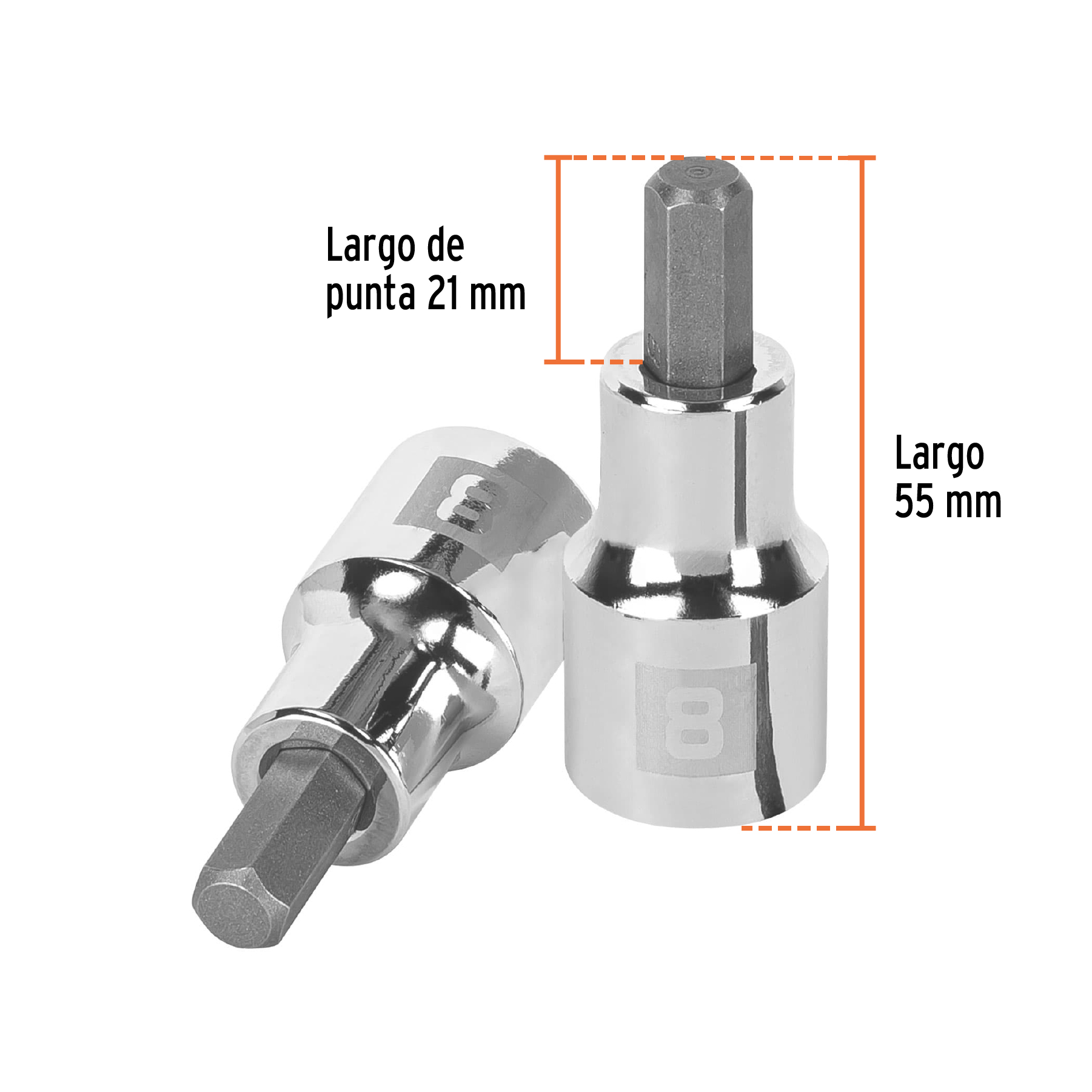 Dado punta hexagonal de 8 mm, cuadro 1/2', TRUPER - Imagen 3