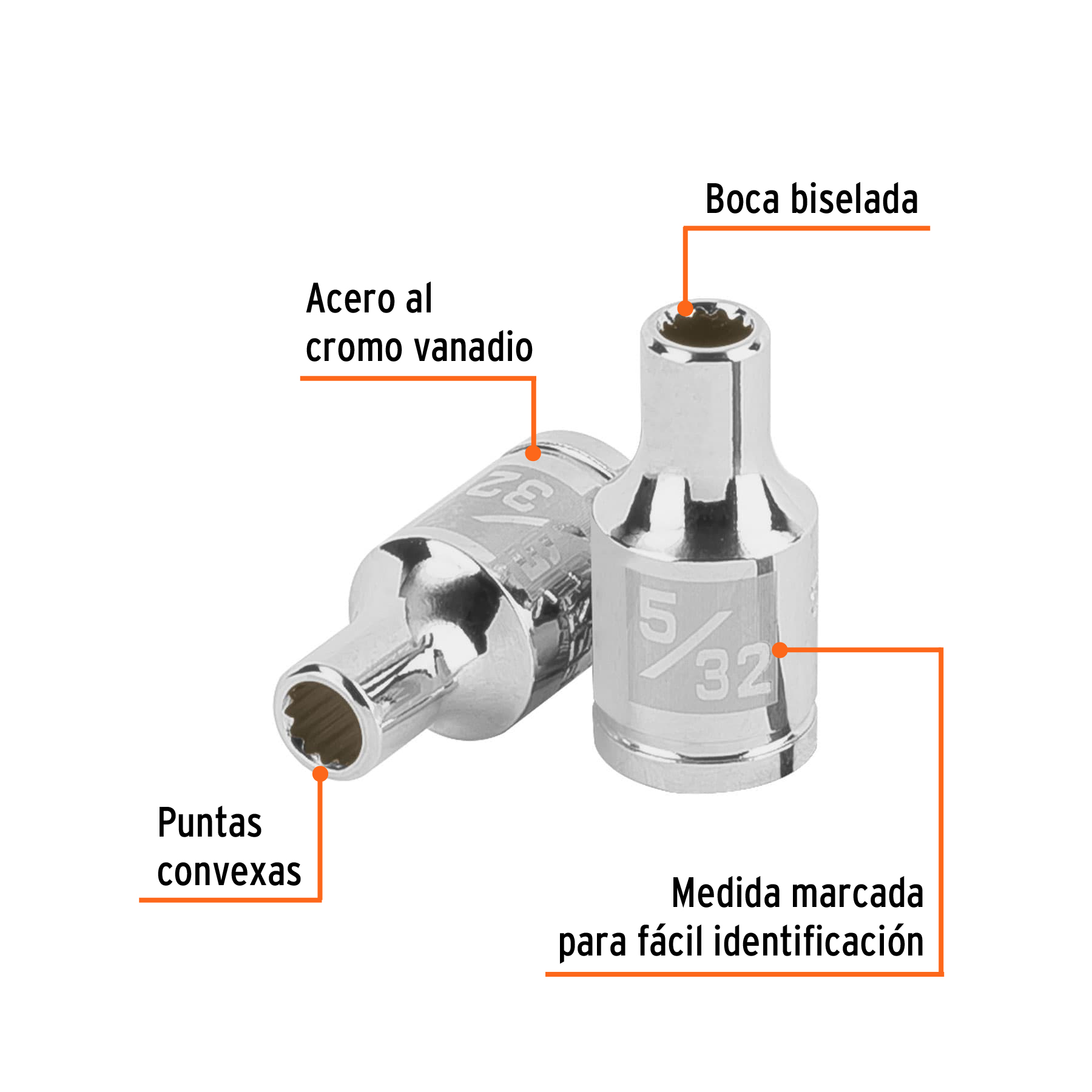 Dado de 5/32', 12 puntas, cuadro 1/4', TRUPER - Imagen 2