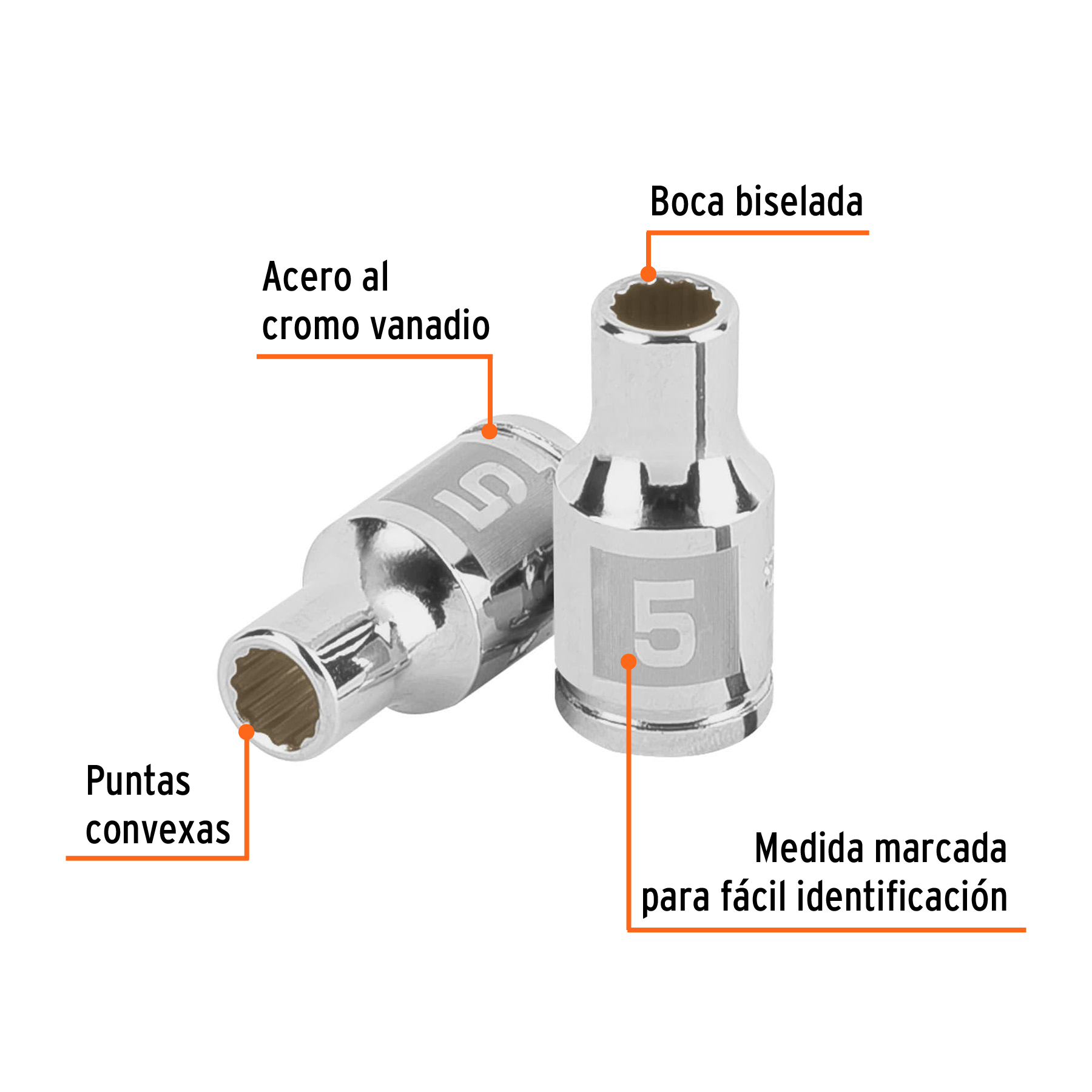 Dado de 5 mm, 12 puntas, cuadro 1/4', TRUPER - Imagen 2