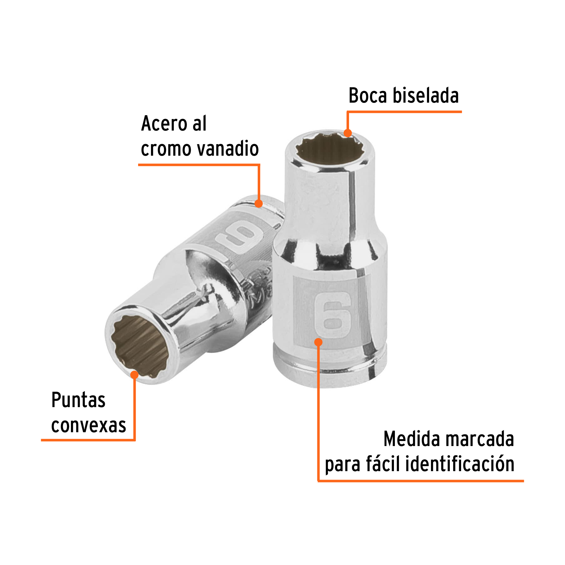 Dado de 6 mm, 12 puntas, cuadro 1/4', TRUPER - Imagen 2
