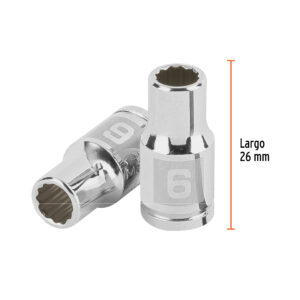 Dado de 6 mm, 12 puntas, cuadro 1/4', TRUPER - Imagen 3