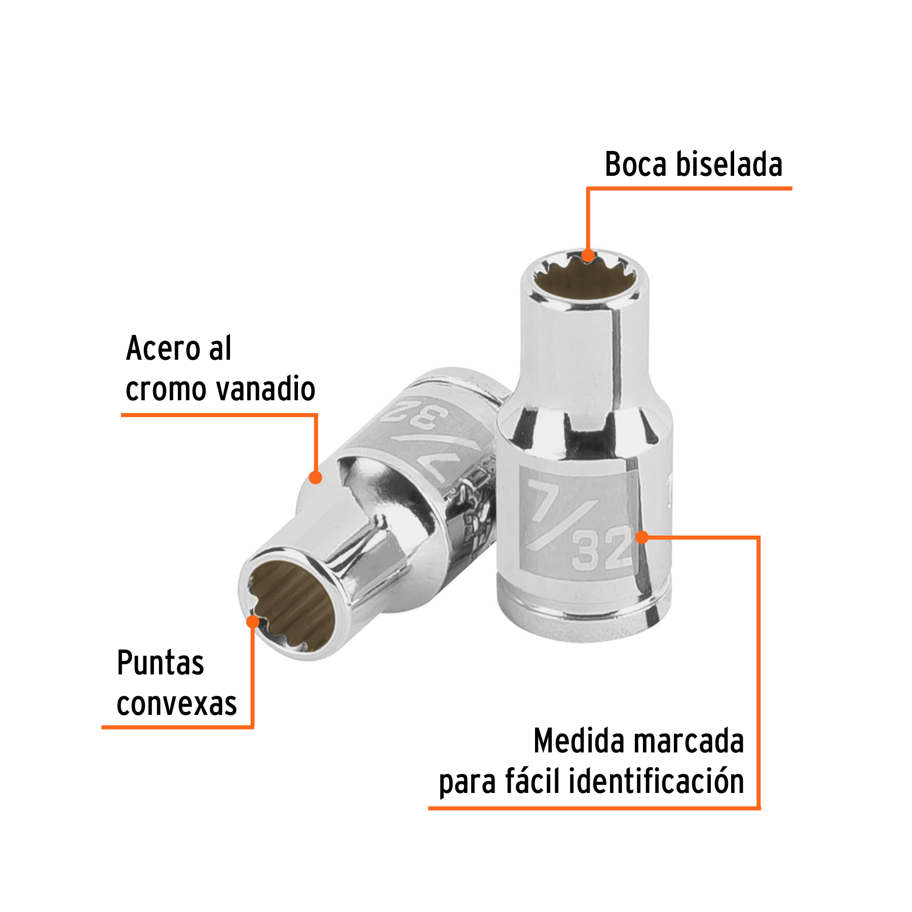 Dado de 7/32', 12 puntas, cuadro 1/4', TRUPER - Imagen 2