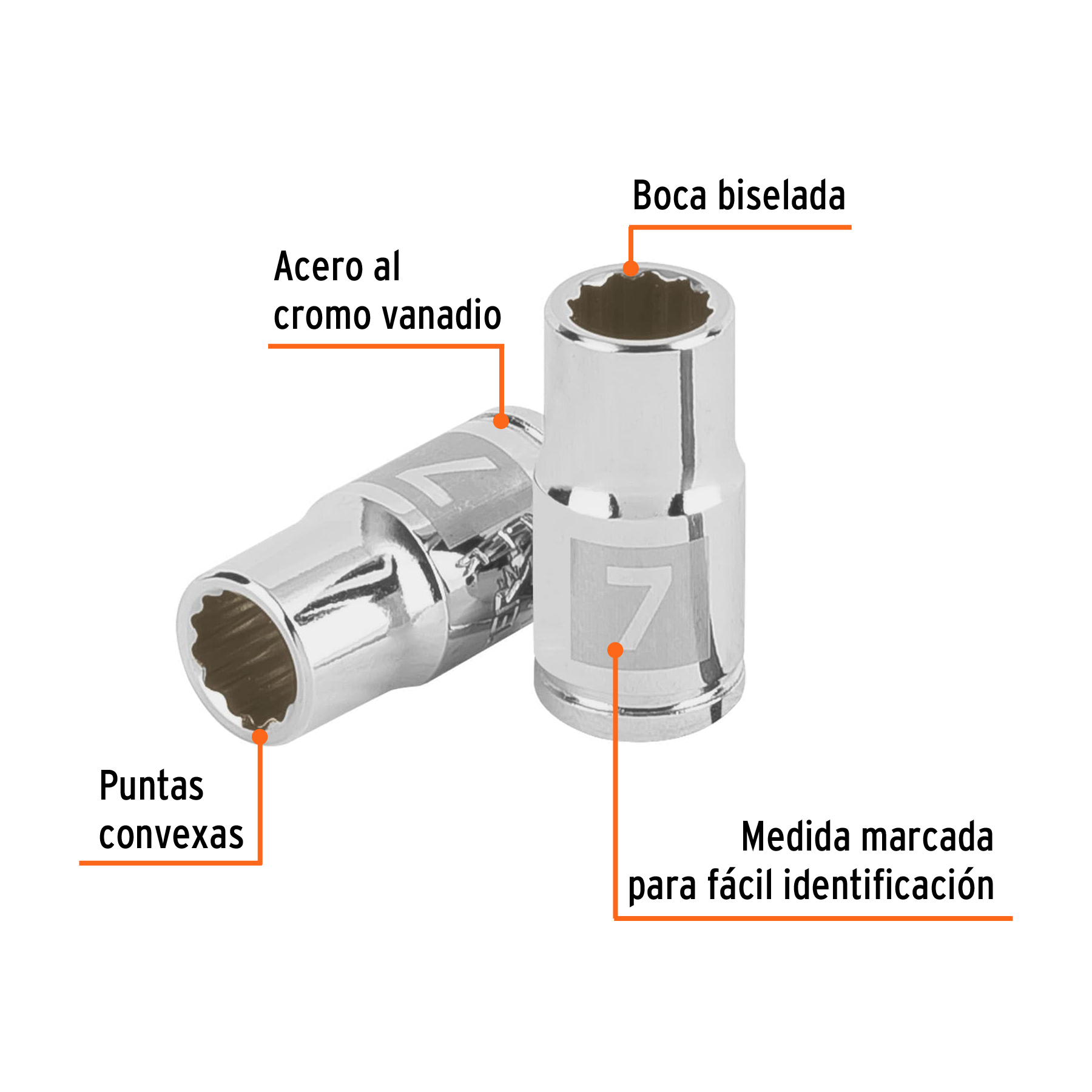 Dado de 7 mm, 12 puntas, cuadro 1/4', TRUPER - Imagen 2