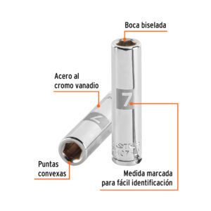 Alternative view of Dado largo de 7 mm, 6 puntas, cuadro 1/4', TRUPER
