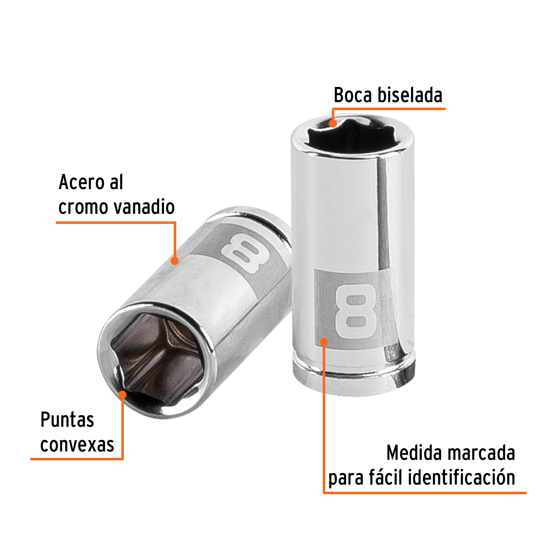 Dado de 8 mm, 6 puntas, cuadro 1/4', TRUPER - Imagen 2