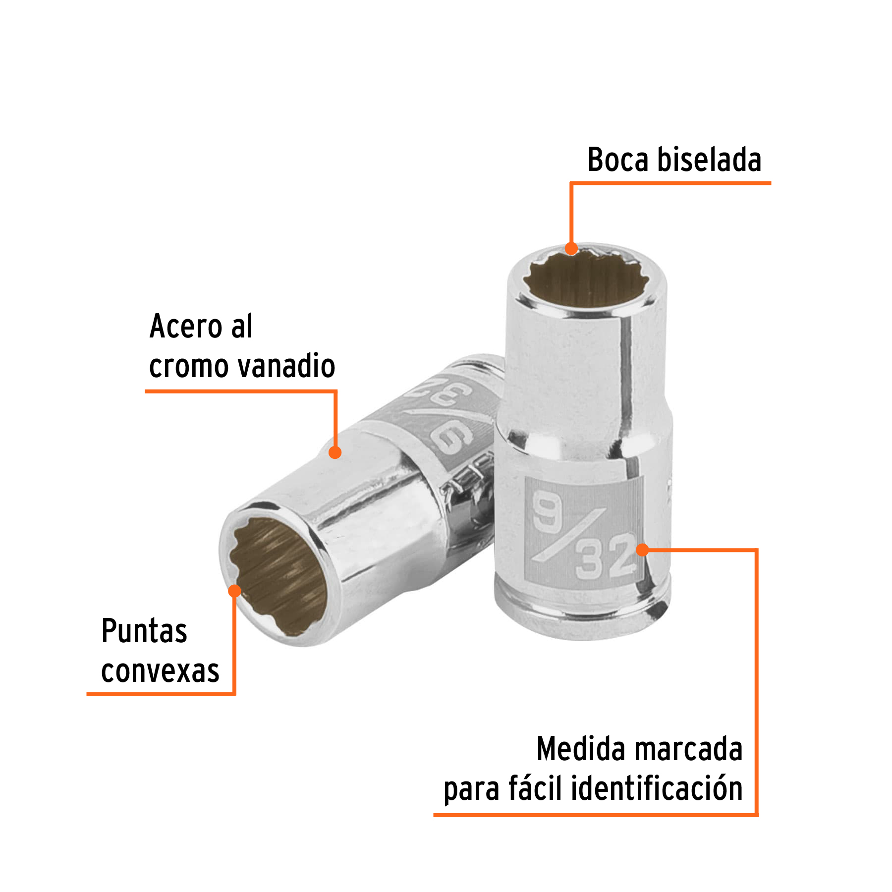 Dado de 9/32', 12 puntas, cuadro 1/4', TRUPER - Imagen 2