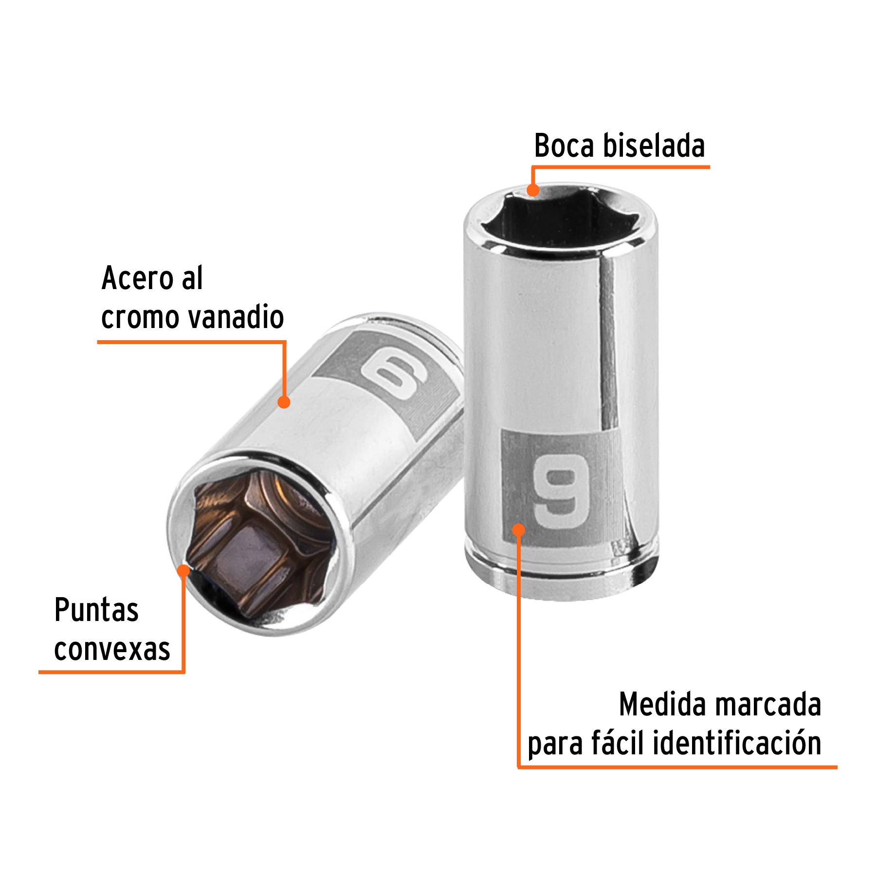 Dado de 9 mm, 6 puntas, cuadro 1/4', TRUPER - Imagen 2