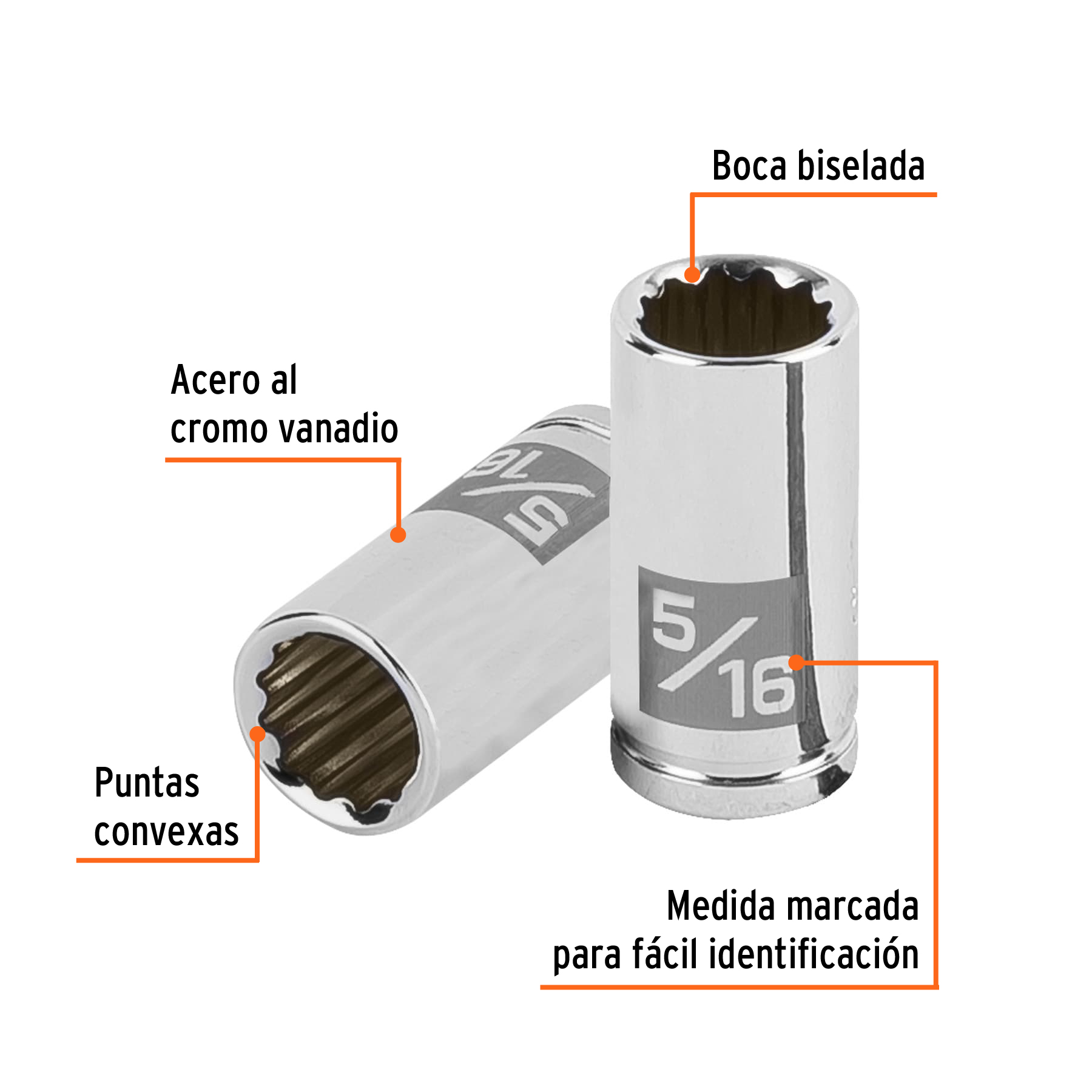 Dado de 5/16', 12 puntas, cuadro 1/4', TRUPER - Imagen 2