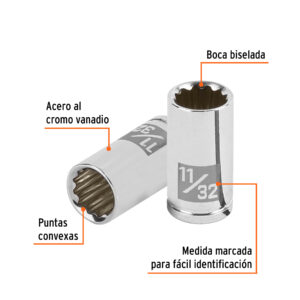 Alternative view of Dado de 11/32', 12 puntas, cuadro 1/4', TRUPER