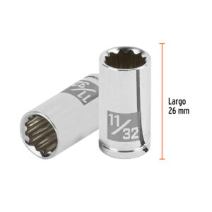 Dado de 11/32', 12 puntas, cuadro 1/4', TRUPER - Imagen 3