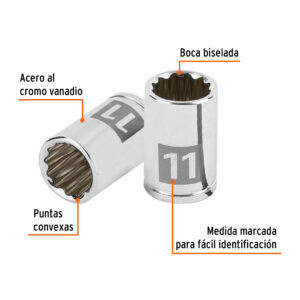 Alternative view of Dado de 11 mm, 12 puntas, cuadro 1/4', TRUPER