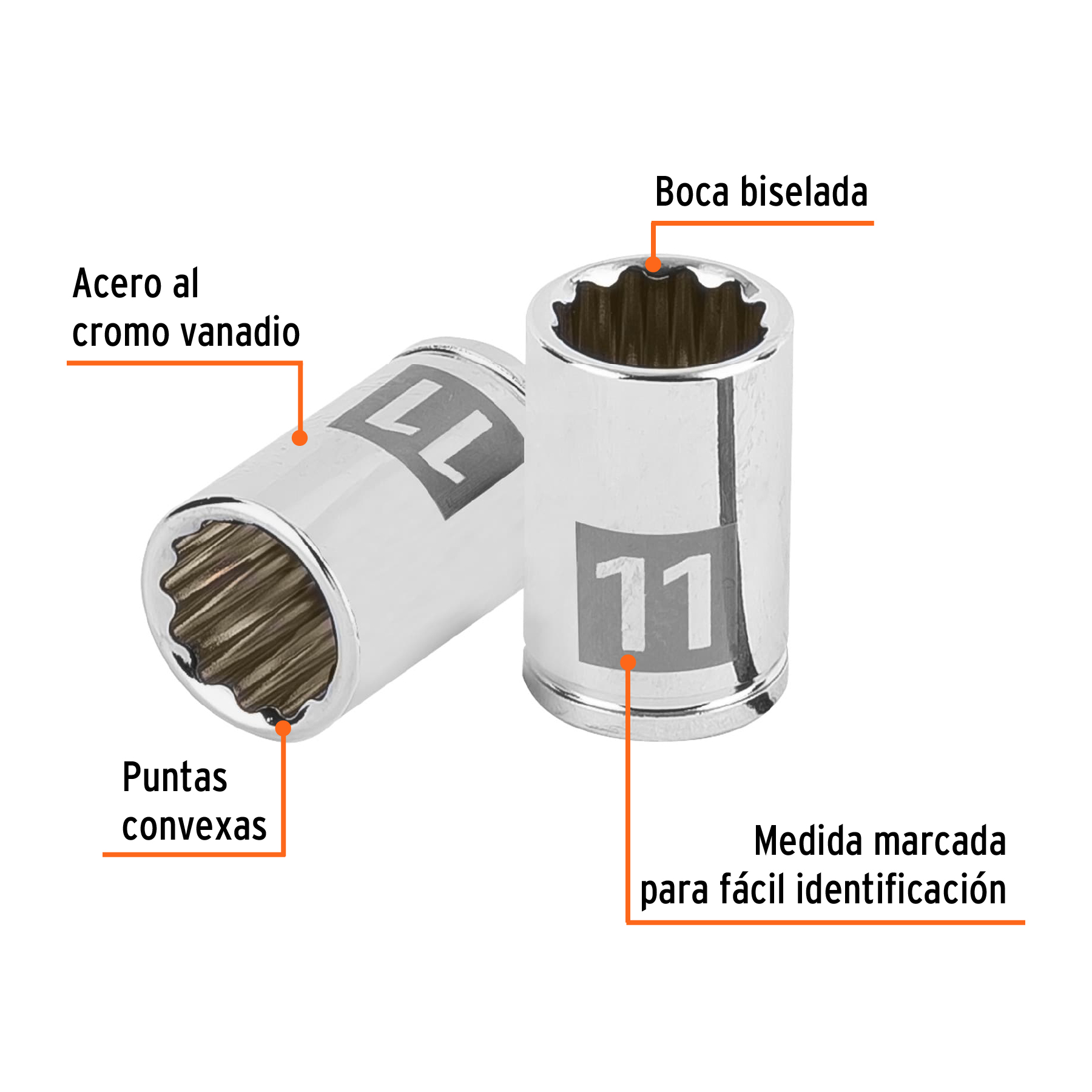Dado de 11 mm, 12 puntas, cuadro 1/4', TRUPER - Imagen 2