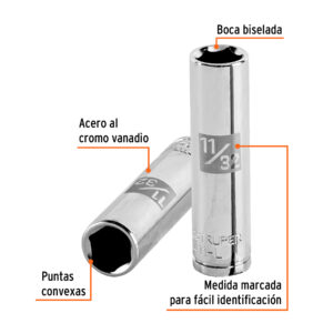 Alternative view of Dado largo de 11/32', 6 puntas, cuadro 1/4', TRUPER